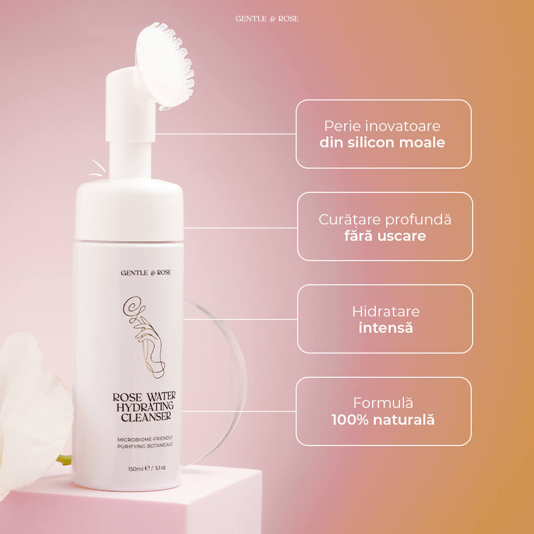 Demachiant Hidratant cu Apă de Trandafiri 100% Organică