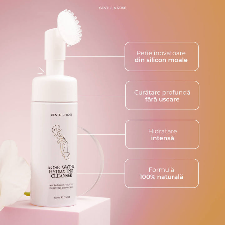 Demachiant Hidratant cu Apă de Trandafiri 100% Organică